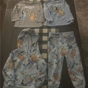 Bluey boys lot size 12 months and 18 months 2 shirts and a matching outfit.